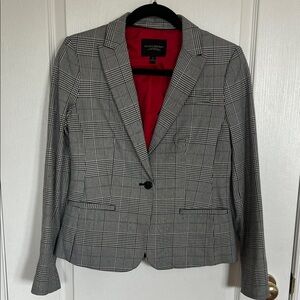 Banana Republic Gray Plaid Blazer with Red Lining